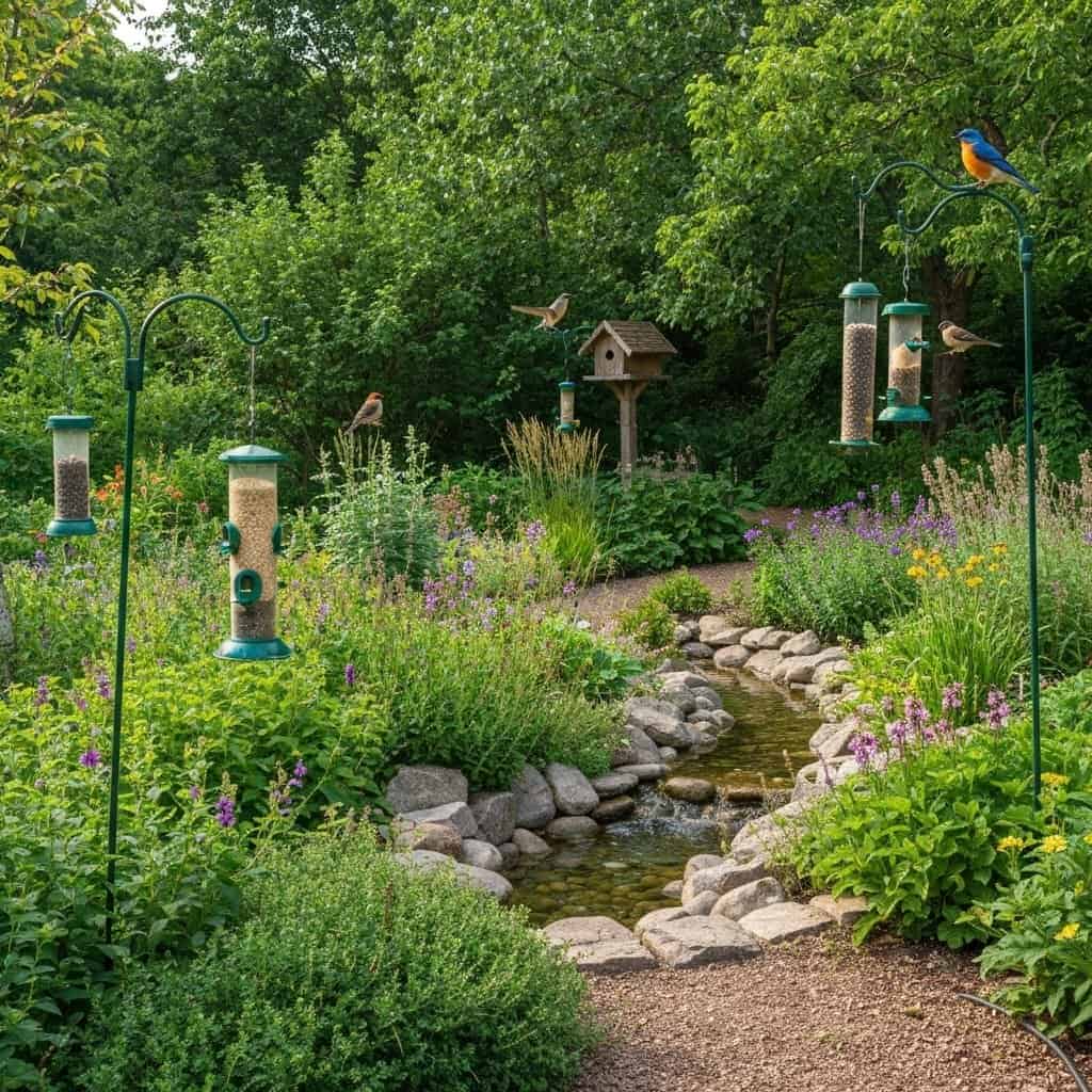 Ogród dla ptaków – projektowanie z uwzględnieniem schronienia, pożywienia i wody
